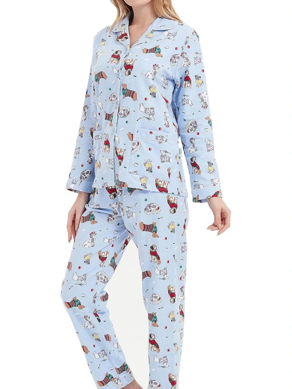 Light Blue Dog Print Pajama Set